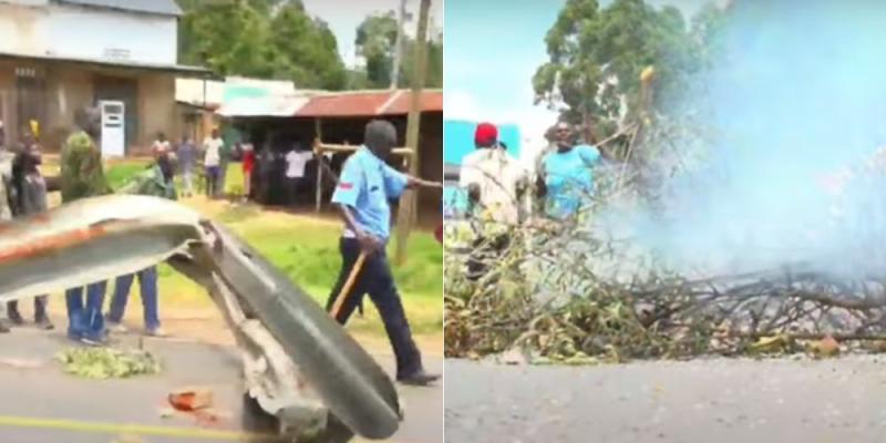 A collage of police clashing with protestors in Vihiga County.